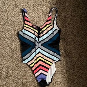 Size Medium Victorias Secret PINK lace up one piece swimsuit